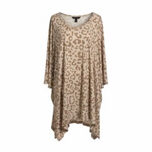 Showmall 4X Round Neck Rayon Spandex Asymmetrical Leopard Print Blouse